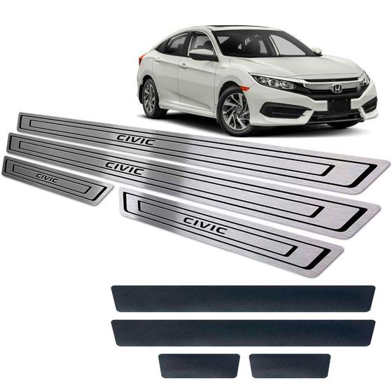 Soleiras Vinil Em Aço Inox Honda Civic 2017/2022 Preto Menor preço em Soleiras Vinil Em Aço Inox Honda Civic 2017/2022 Preto
