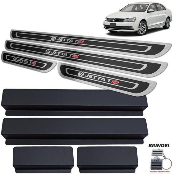 Imagem de Soleiras Vw Jetta Tsi Com Vinil Preto Alto Relevo SI