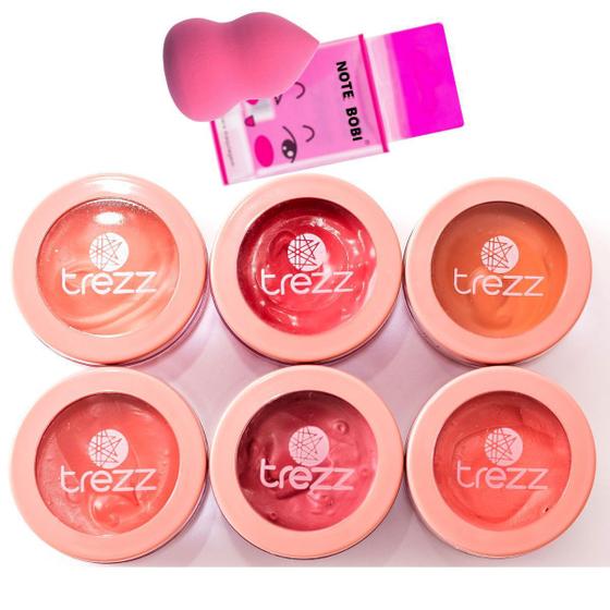 Imagem de Solft Blush Cremoso Rosa Trezz -Olhos- Lábios- Bochechas mais Esponja