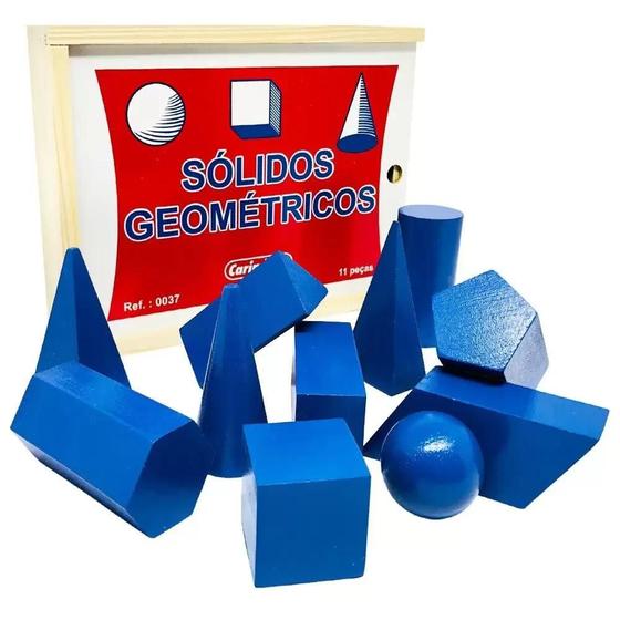 Imagem de Sólidos geométricos com 11 peças grandes madeira educativo