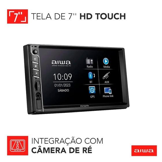 Imagem de Som Automotivo Aiwa AWS-CA-DD-01  Central Multimidia Car, USB, Aux, Pen Drive, SD Card, Preto, 100W RMS