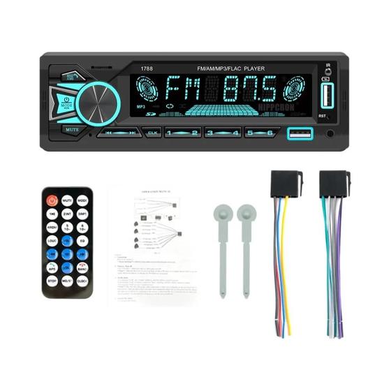 Imagem de Som Automotivo Bluetooth 1 DIN - MP3 Player com Controle Remoto, USB, Aux e Cartão TF