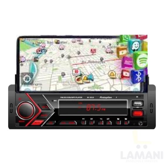 Imagem de Som Automotivo Bluetooth Com Suporte Para Celular Mp3