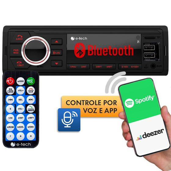 Som automotivo E-Tech Imports Premium BT com USB, bluetooth e leitor de cartão SD Menor preço em Som automotivo E-Tech Imports Premium BT com USB, bluetooth e leitor de cartão SD