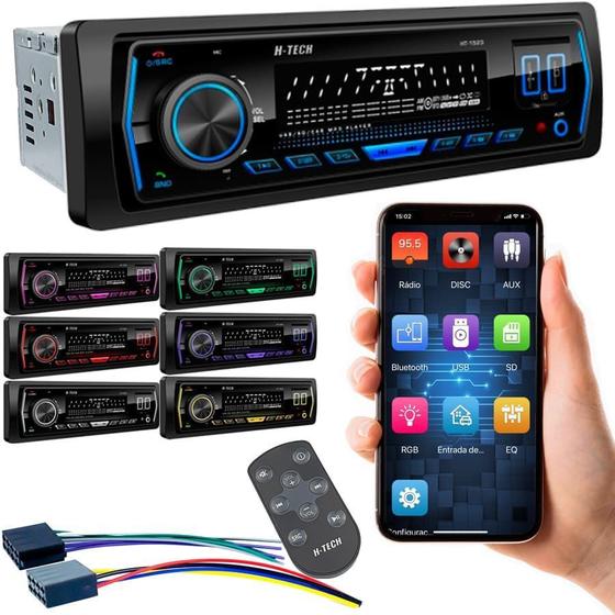 Imagem de Som Automotivo H-Tech Auto Rádio USB Conexão Bluetooth SD Card 2.0 DSP App CarMedia HT-1523