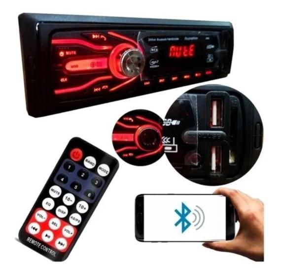 Imagem de Som Automotivo Mp3 Bluetooth Fisrt Option 5566Se 7 Cores