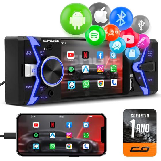 Som Automotivo MP3 MP4 MP5 Player Shutt Los Angeles 4" Espelha Android
