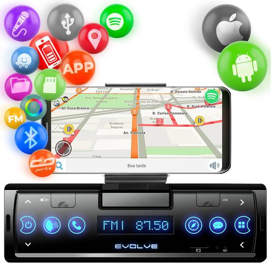 Som Automotivo MP3 Player Multilaser Evolve Connect 1 Din Bluetooth USB Mini SD Rádio FM GPS Android Menor preço em Som Automotivo MP3 Player Multilaser Evolve Connect 1 Din Bluetooth USB Mini SD Rádio FM GPS Android