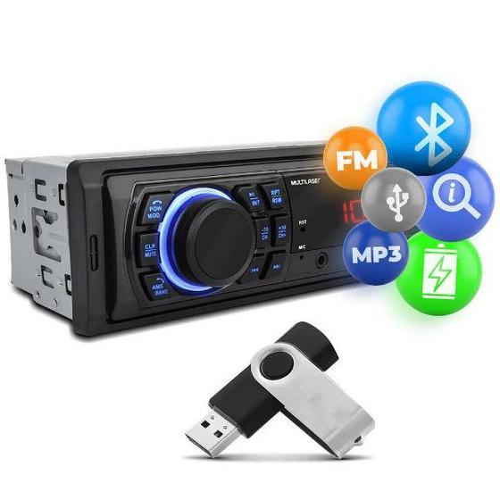 Imagem de Som Automotivo Multilaser Trip Bt MP3 4X25W RMS P3344 Preto