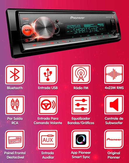Som Automotivo Pioneer MVH-X3000BT Bluetooth USB