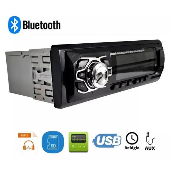 Imagem de Som Automotivo Rádio De Carro Bluetooth 2 USB Estéreo 1 Din MP3 Player Estéreo