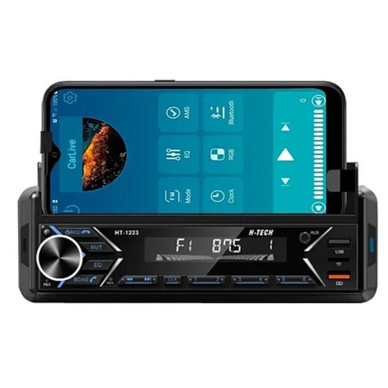 Imagem de Som Automotivo Rádio HT-1223 Suporte para Celular com APP para Configurar Bluetooth/USB/SD/Aux - H-Tech