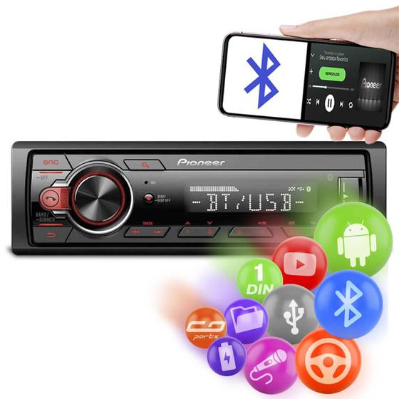 Imagem de Som Automotivo Radio Pioneer MVH-S218BT Bluetooth USB AUX RCA AM FM WMA Interface Android