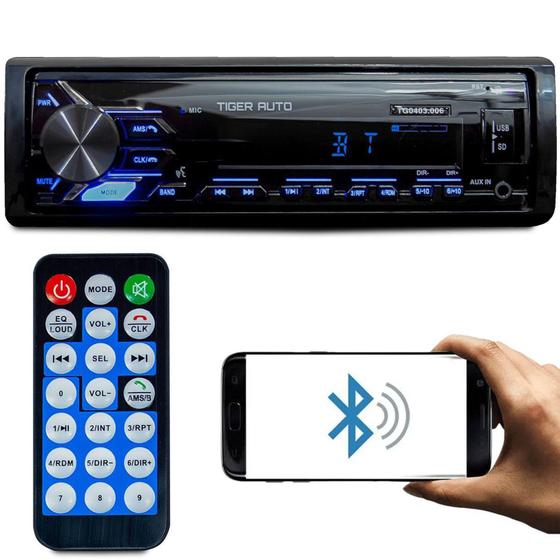 Imagem de Som automotivo Tiger Auto TG-0403.006 com USB, bluetooth e leitor de cartão SD