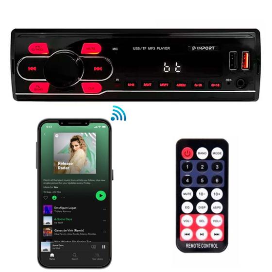 Imagem de Som Carro Bluetooth Aparelho Mp3 Player Espelhamento Chamadas Usb Sd Auto Radio Fm