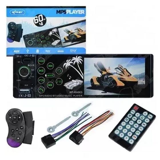 Imagem de Som Carro Mp5 Player Bluetooth Rádio 1 Din Fm Usb Com Tela