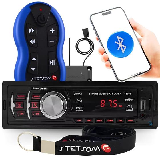 Imagem de Som de Carro Bluetooth Pendrive Sd Rádio Entradas Usb + Controle Longa Distancia Stetsom