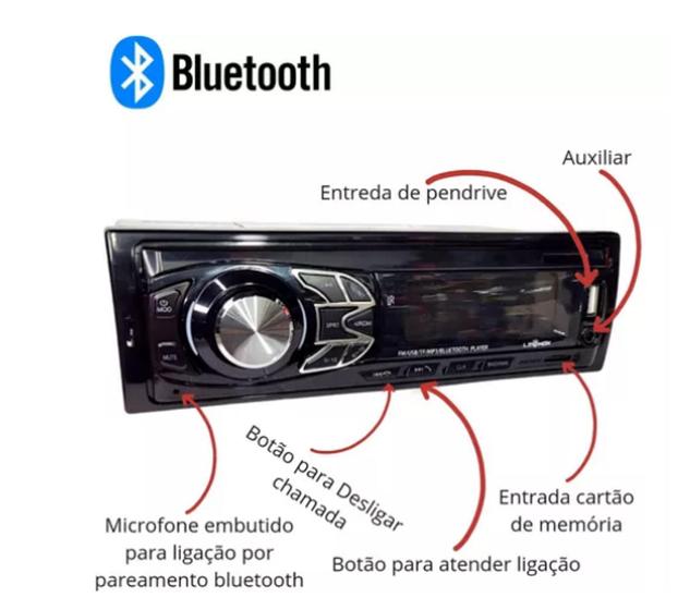Imagem de Som De Carro Com Bluetooth Automotivo Lehmox Ley-1623 Mp3 Fm135