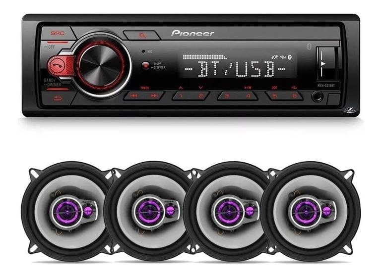 Imagem de Som Mp3 Pioneer 218bt + 4 Alto Falantes 5 Pol 200w Rms Total