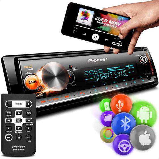 Som Para Carro Rádio Pioneer Mvhx3000br Aparelho Automotivo 1 Din Mp3