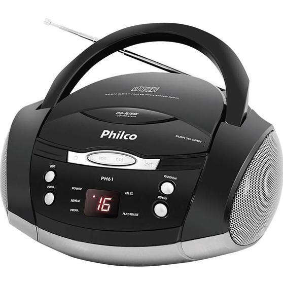 Som Portátil Philco PH61, Rádio FM Estério, CD-R/RW, 3,4W RMS Menor preço em Som Portátil Philco PH61, Rádio FM Estério, CD-R/RW, 3,4W RMS
