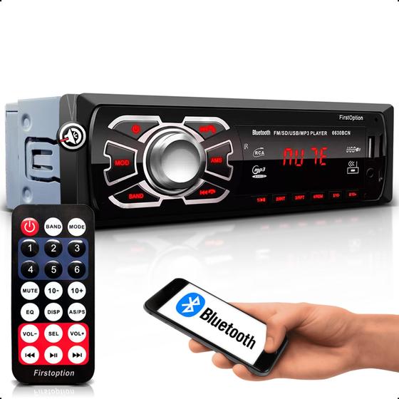 Imagem de Som pra carro aparelho auto radio automotivo 1 din mp3 player com Bluetooth usb sd aux + controle