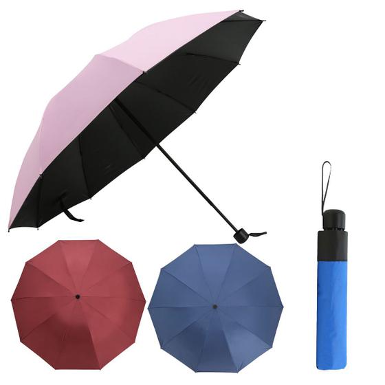 Imagem de Sombrinha Guarda-chuva Blackout com proteção UV Manual Brizi 10 varetas duplo tecido resistente
