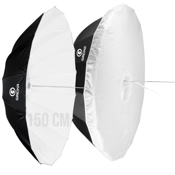 Imagem de Sombrinha Rebatedora Preta Branca 150cm Greika Bw16-60s com Capa Difusora