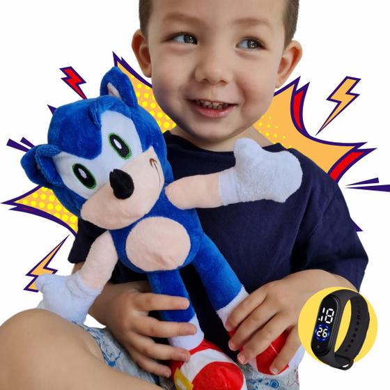 Imagem de Sonic Boneco com Relógio Pelúcia Infantil