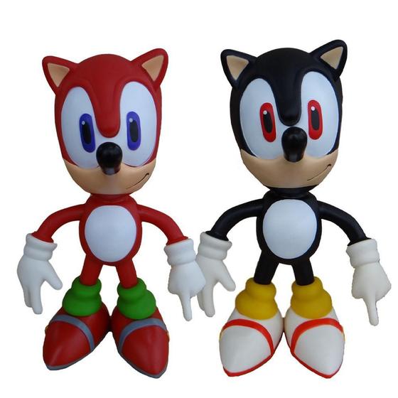 Sonic Vermelho E Sonic Preto Collection Original 2 Bonecos - Super Size ...