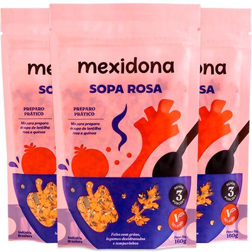 Imagem de Sopa Rosa Mexidona Vegana Mix Lentilha rosa e quinoa contendo 3 pacotes de 160g cada
