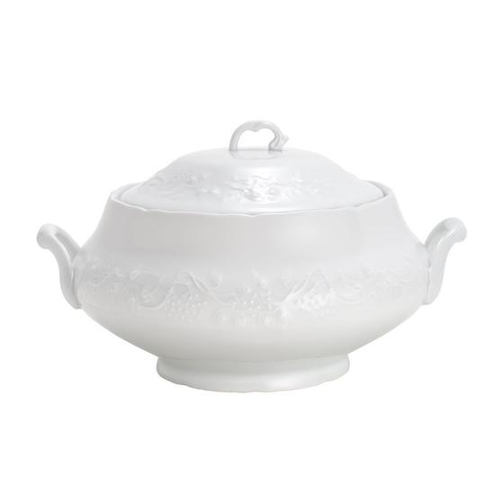 Imagem de Sopeira com Tampa de Porcelana Branca Limoges Vendange 4 Litros Wolff