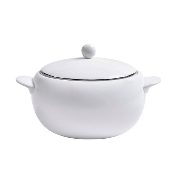 Sopeira com Tampa Silver em Porcelana 3,5 Litros Strauss Branca