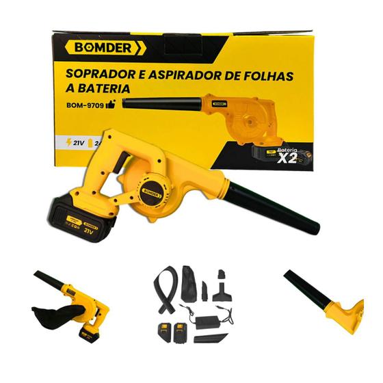 Soprador de Folhas e Sujeiras Bivolt com 2 Baterias Recarregáveis Kit Sucção - Bomder Imagem de Soprador de Folhas e Sujeiras Bivolt com 2 Baterias Recarregáveis Kit Sucção