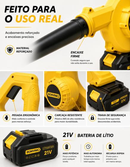 Soprador Profissional Sem Fio Bivolt 2 Baterias Aspirador Portatil - RR CASA E CONSTRUÇÃO