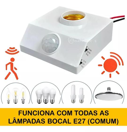 Imagem de Soquete Base Para Lâmpada E27 Sensor Detector De Movimento  Proximidade Programável LK6025