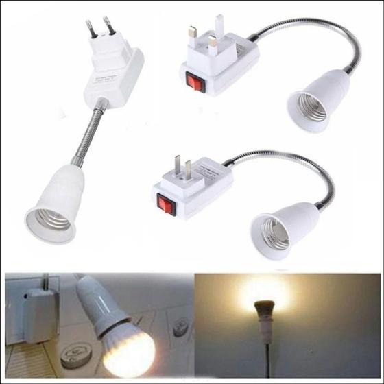 Imagem de Soquete Nas Extensões 20Cm Para Lâmpada Flexível Adaptador Prático E Útil Com Tomada