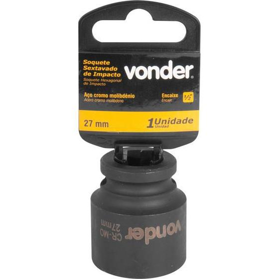 Imagem de Soquete Sextavado de Impacto Encaixe 1/2" 27mm Aço Cromo  - Vonder