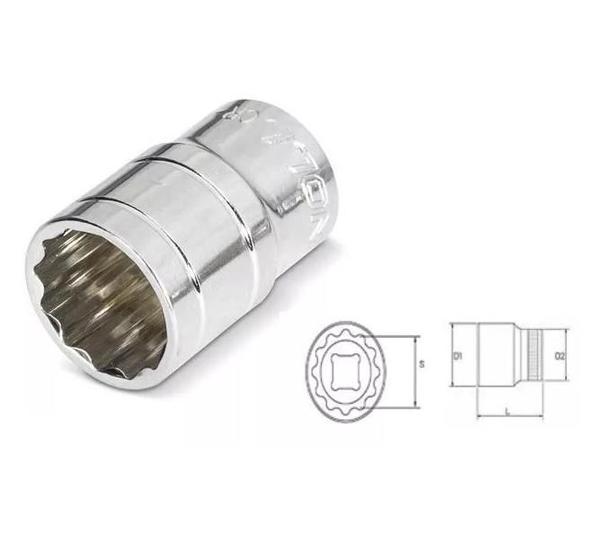 Imagem de Soquetes Estriados Encaixe 1/2 Polegada 12 Mm Cromo Vanádio