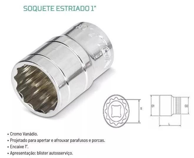 Imagem de Soquetes Estriados Encaixe 1 Polegada 36 Mm Cromo Vanádio