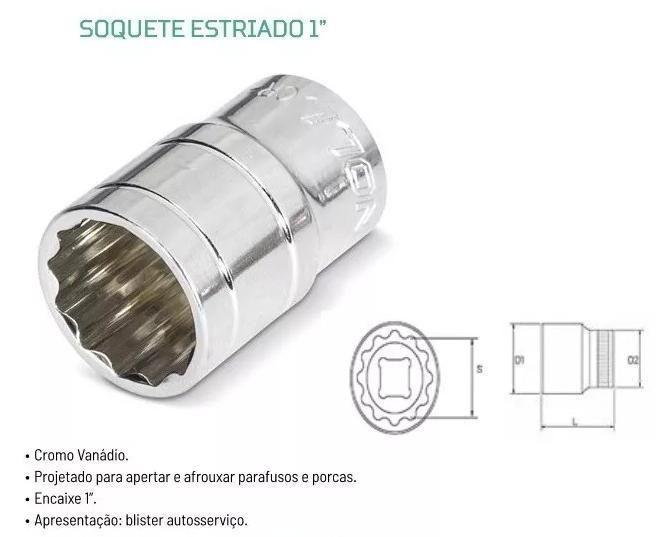 Imagem de Soquetes Estriados Encaixe 1 Polegada 80 Mm Cromo Vanádio