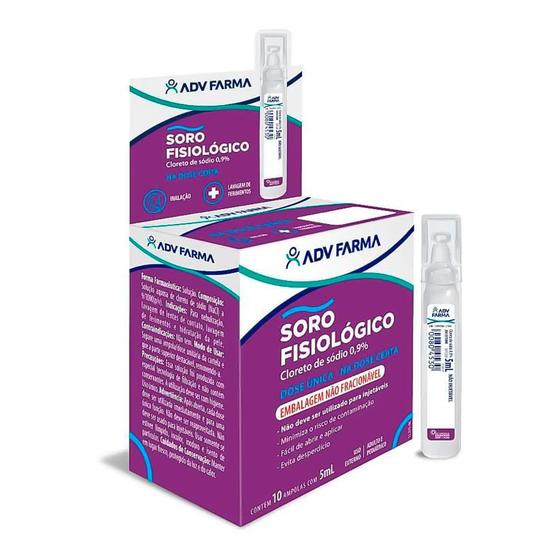 Soro Fisiológico 0,9% - 10 Ampolas 5ml - Adv Farma Menor preço em Soro Fisiológico 0,9% - 10 Ampolas 5ml - Adv Farma
