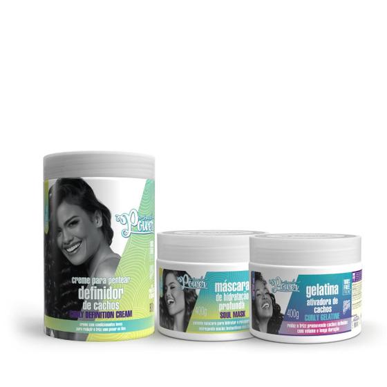 Imagem de Soul Power Curly Definition Cpp 800ml + Masc Soul 400ml + Gelatina 400g