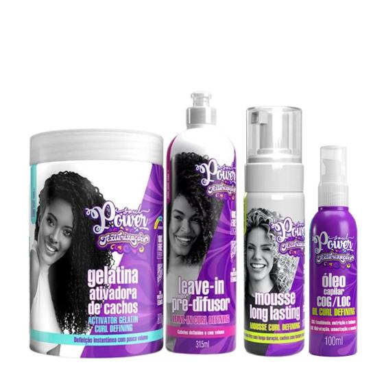 Imagem de Soul Power Texturizações Curl Gelatina Ativadora 800ml + Leave-in 315ml + Mousse 180ml + Óleo 100ml