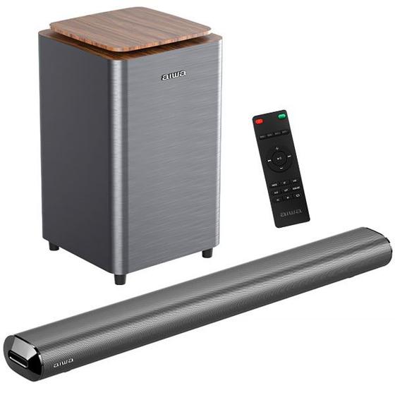 Imagem de Soundbar Aiwa AWSBH23WW 2.1 1600 watts com Bluetooth HDMI USB  Cinza