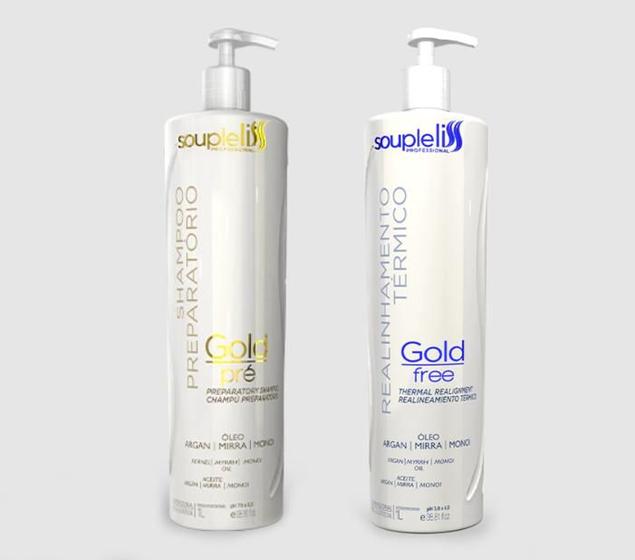 Imagem de SoupleLiss Kit Shampoo Gold Pré + Gold Free 1