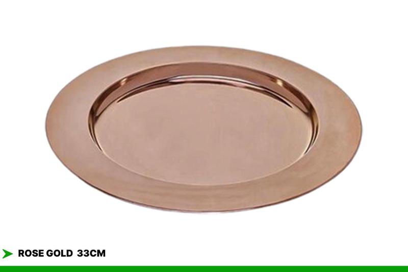 Imagem de Sousplat Aço Inox Rosa Gold Perolado Redondo 30cm Jogo Americano