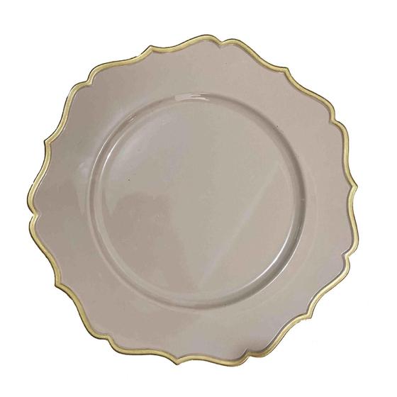Imagem de Sousplat Bege Com Dourado Polipropileno 33Cm Rafimex