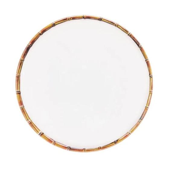 Imagem de Sousplat Borda de Bambu Melamina Branco 33cm Bon Gourmet