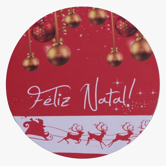 Imagem de Sousplat Com Base MDF E Capas Com Elástico 35cm x 35cm Em Malha Gel Lisa Kit 04 Peças - Natal